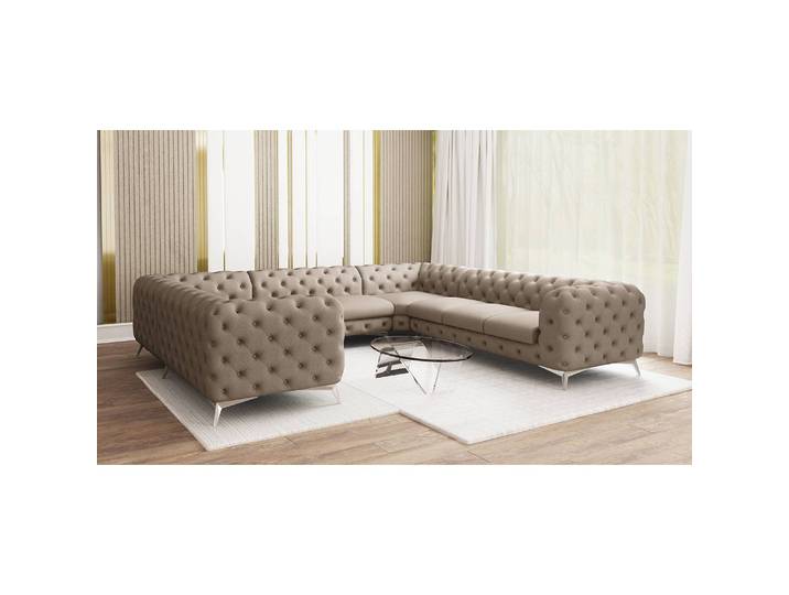 Wohnlandschaft I Braun Microfaser Enza 346 x 73 x 323cm Ausrichtung links Glamour