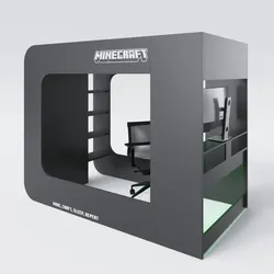 Phoenix MINECRAFT - Kojenbett, Hochbett 120x200cm, Gaming Möbel mit dunklem Design