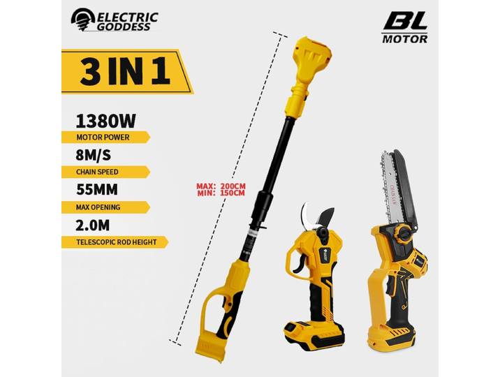 Tronçonneuse électrique sans balais de 6 pouces, podateur de poteau télescopique, scie à branches hautes, outil d'élagage d'arbres de jardin pour Dewalt, broche de batterie 20V