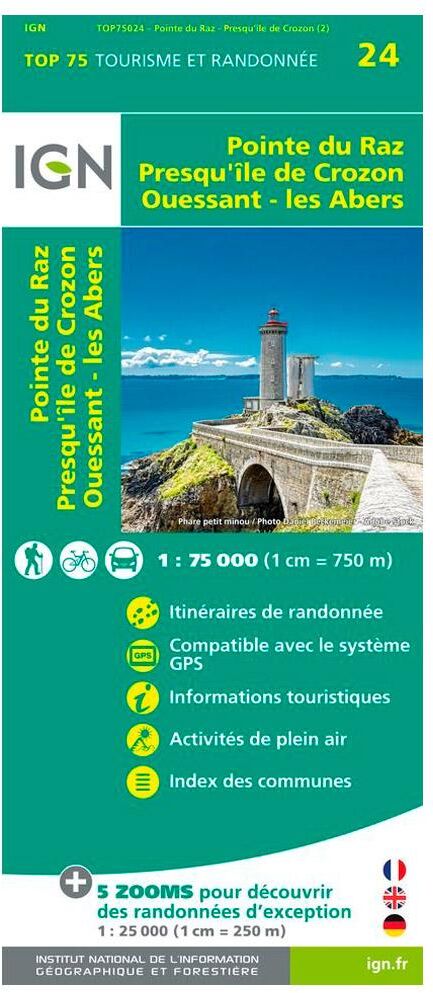 IGN  - Pointe du Raz Presqu'Ile de Crozon Ouessant les Abers - Carte