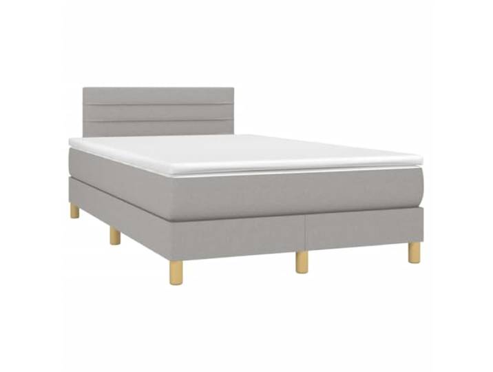 PUGYNBK Boxspringbett mit Matratze aus hellgrauem Stoff, 120 x 190 cm Verstellbares Kopfteil, Taschenfederkerne, mittelharte Unterstützung, weicher Schutz