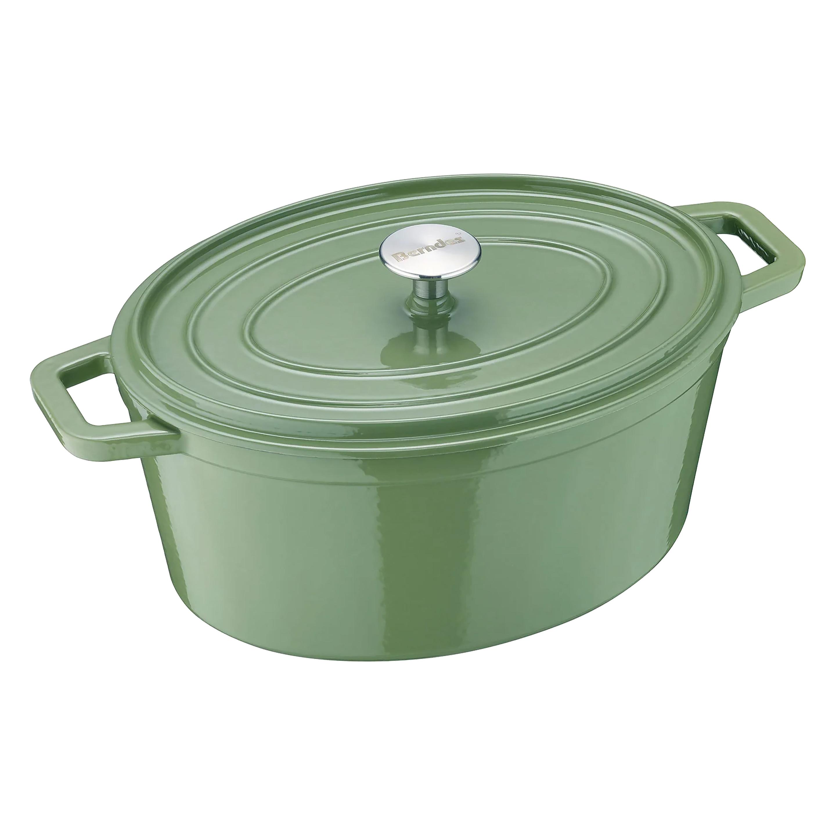 Berndes Bräter Cocotte B.IRON Gusseisen oval 31 x 24 cm 6 Liter salbeigrün INDUKTION (Bräter + Schmortopf, Gusseisen, 23.90 x 14.10 cm) (034268)