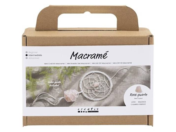 CREATIV E Mini Craft Kit Macramé, Lichtroze, Wit, 1 Pack