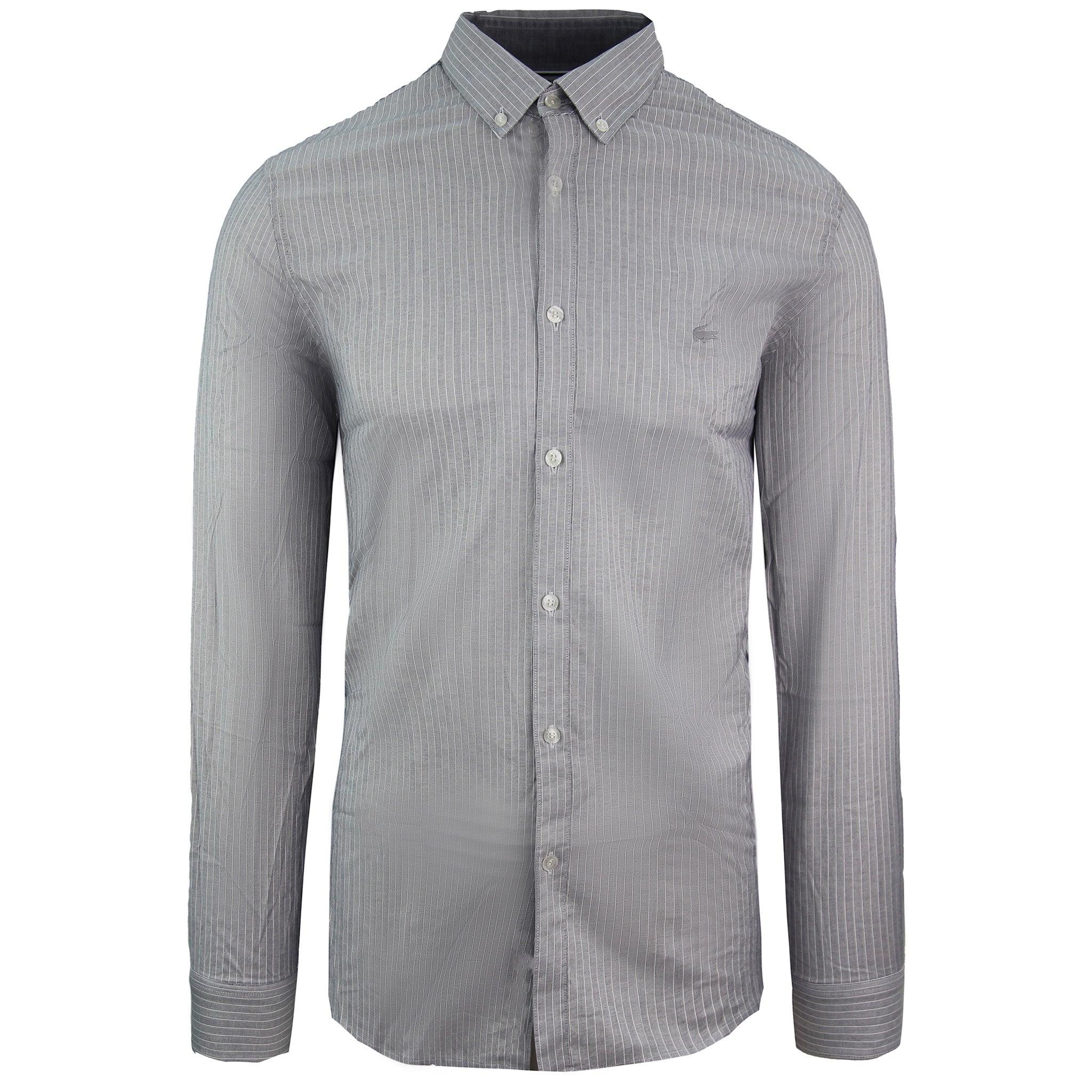 Lacoste Slim Fit Oxford Herren Graues Gewebtes Hemd