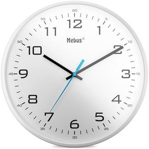 Mebus Wanduhr 16248, Kunststoff, analog, Quarzuhr, Ø 30 cm, weiß