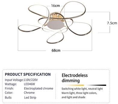 Inspired Living AuroraGlow Modern LED Gold Ceiling Chandelier For Elegant Living Spaces dia680mm Chrome