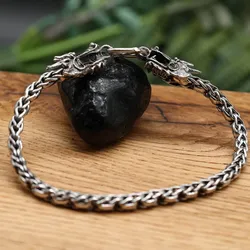 Drachensilber Massiver Drachen Armschmuck Armband 925er Silber Gothic Larp Herren 23cm - Silber