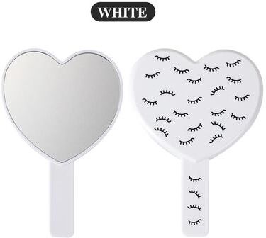 Fusion Finds Heart Shaped Handheld Vanity Mirror HD Portable Makeup Mirror For Home Salon & Travel white