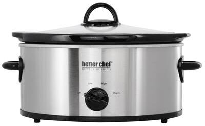 Better Chef 3-Quart Slow Cooker with Removable Stoneware Crock in Silver