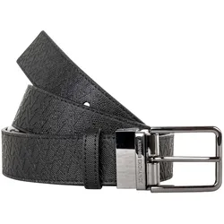 A|X ARMANI EXCHANGE Herren Gürtel - One Size, Allover-Logo-Prägung, Dornschließe Schwarz/Anthrazit / One Size