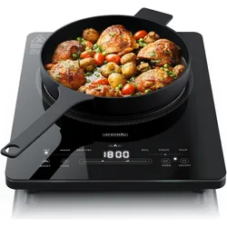 Arendo Induktions-Kochfeld Einzelkochplatte, Mobile 2200W Induktionsplatte, Timer, Touch & Kindersicherung, Kochplatte, Schwarz