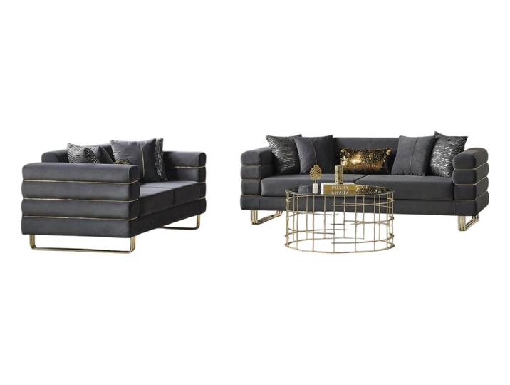 JVmoebel Polstergarnitur Elegante graue 3-Sitzer Sofas aus hochwertigem Textil, (2-tlg., 2x 3-Sitzer Sofas), Made in Europe