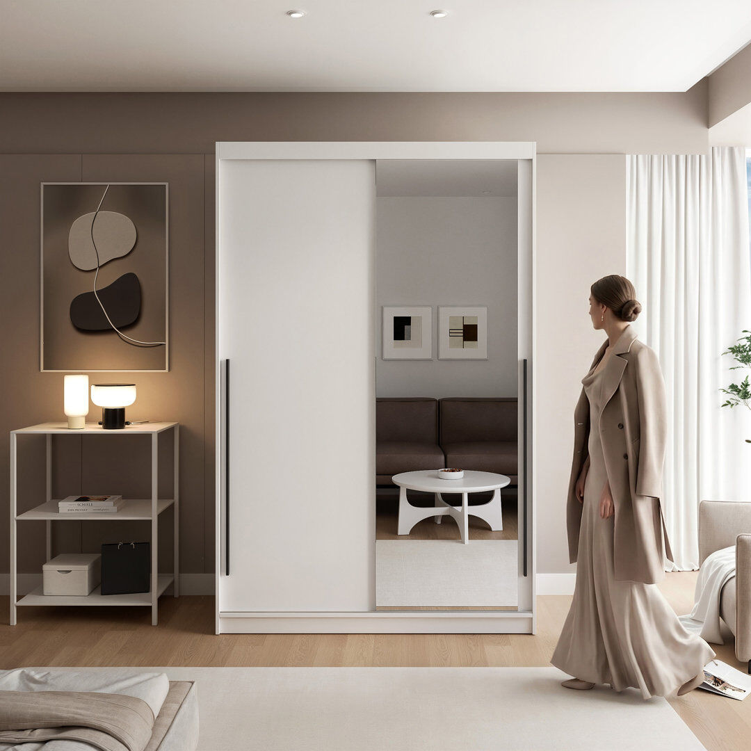Brayden Studio Manufactured Wood Wardrobe White 215cm H x 140cm W x 60cm D