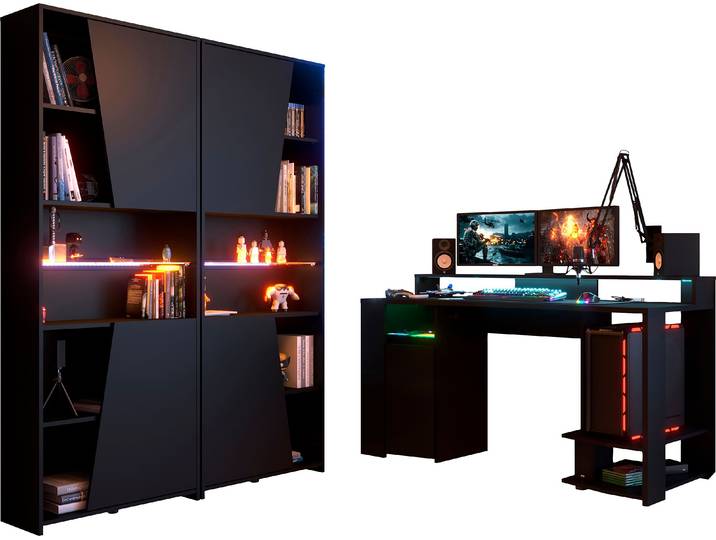 Jugendzimmer-Set PARISOT Gaming - Set , schwarz, Schlafzimmermöbel-Sets, Jugendzimmer-Set, Gaming-Set