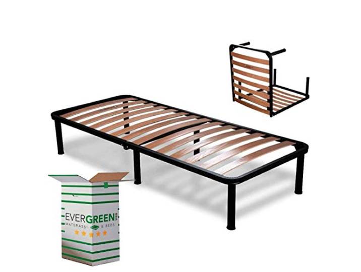 EVERGREENWEB - Orthopädischer Lattenrost 90x190 Faltbar, 35 cm Hoch, Extra Komfort Holzleisten mit 6 Abnehmbar Füße Verstärkte Rahmen aus Stahl, Klappbarer Bettgestell für alle Betten und Matratzen