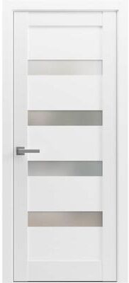 SARTODOORS Quadro 4113 White MDF Prehung Interior Door with Frosted Glass