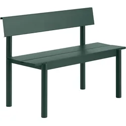 Muuto Linear Steel Gartenbank mit Rückenlehne, 110 cm, dunkelgrün