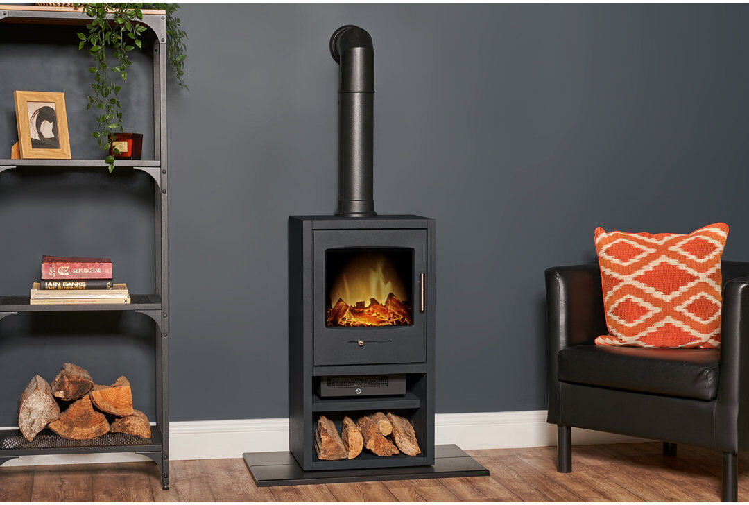 Bergen Adam 42.4 cm W Stove with 6824 BTU Charcoal Grey 133.9cm H X 42.4cm W X 33.3cm D