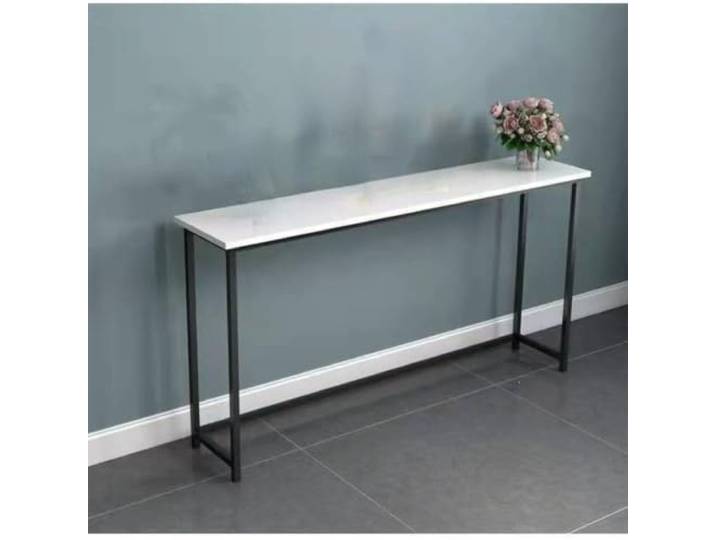Schmaler Konsolentisch aus Stahl, Flurtisch für Eingangsbereich, Metallkonstruktion, minimalistisches Design, kompakt, flurmöbel, stabil(Black,80*20*80cm)