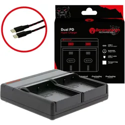 Berenstargh Dual PD Hyper Ladegerät f. Olympus BLH-1 USB-C in/out Powerbankfunktion (Kamera Akku Ladegerät), Kamera Stromversorgung, Schwarz