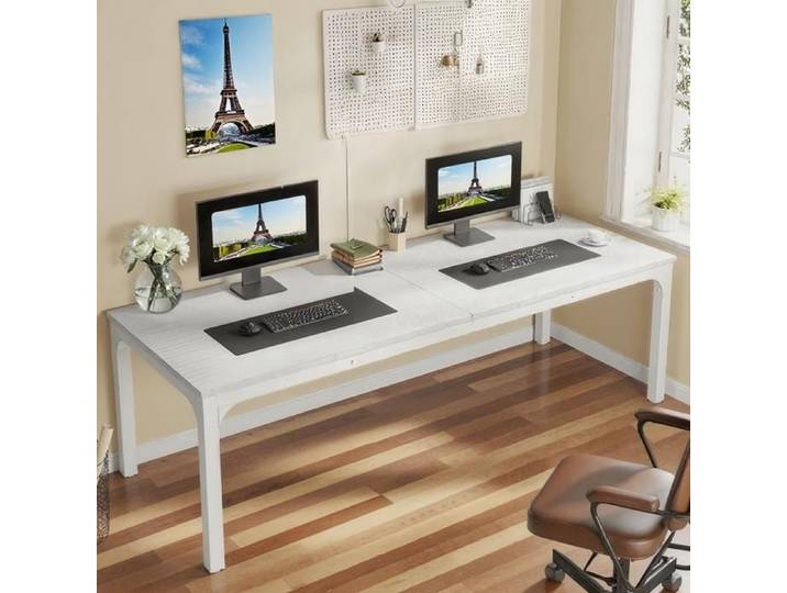 Bureau d'ordinateur Table de Bureau Informatique Gaming-Travail-d'Étude 200 x 70 x 75 cm Blanc