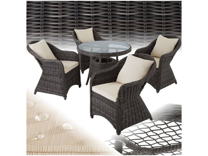Aluminium Rattan Sitzgruppe Zürich 4+1 - grau