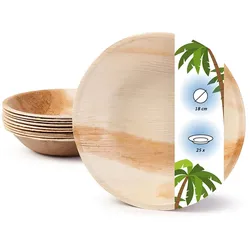 onlyleaf 25 Stück Einwegteller Ø 18cm Palmblatt-Teller, rund, biologisch abbaubar, umweltfreundlich, kompostierbar, wiederverwertbar, Wegwerfteller