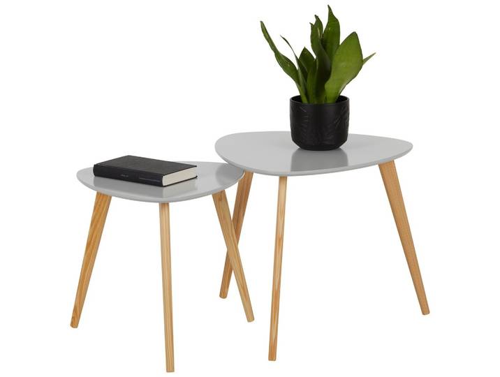 Beistelltisch Hellgrau/Naturfarben
