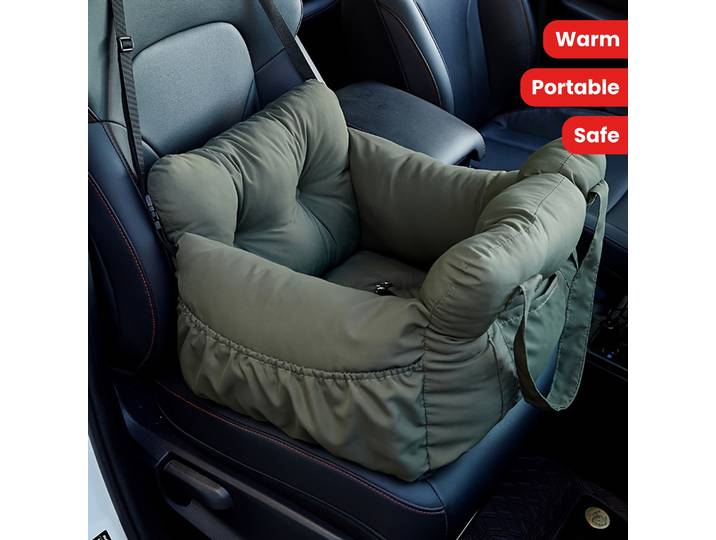 Siège auto pour chien avec ceinture de sécurité – Lit de voiture antidérapant pour petits chiens, porte-voyage lavable avec sangles sécurisées pour voiture sûre