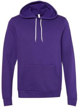 Bella + Canvas 3719 Sponge Fleece Hoodie in Team Purple size XS B3719, BC3719