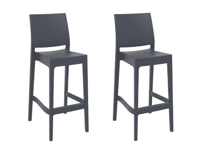 TPFLiving 2er Set Barhocker Maybrit Kunststoff - Dunkelgrau