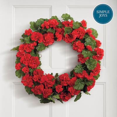 "Geranium Wreaths - Red, Red/28"" - 28"" dia. - Grandin Road"