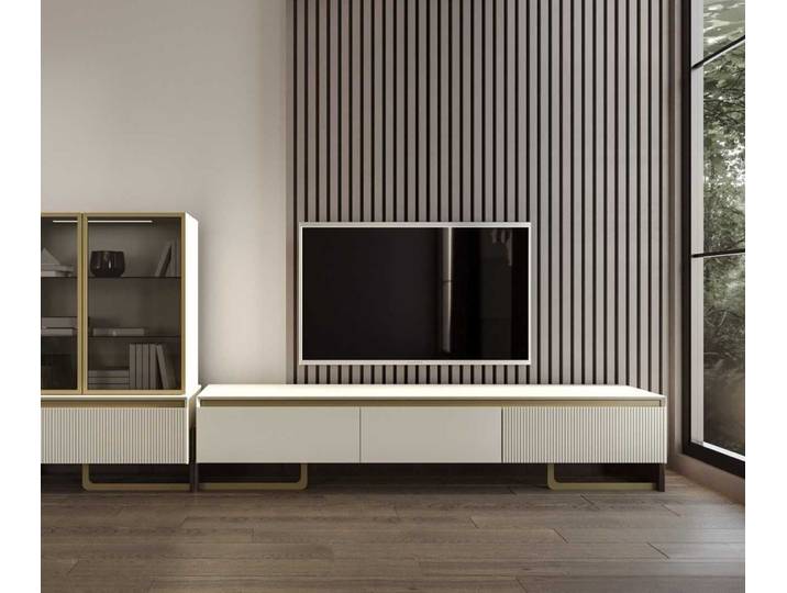 JVmoebel TV-Wand Elegante TV-Einheit mit goldenen Akzenten und glatten Linien, Made in Europa