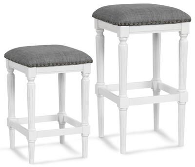 Costway 3 Heights Square Saddle Stool Set of 2 with Footrests and Padded Seats-Gray