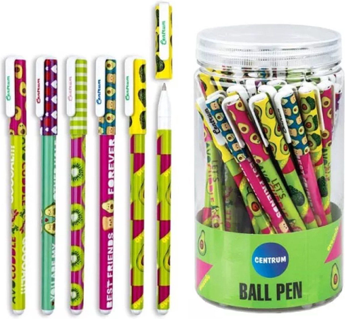Centrum 89676 Set van 48 uitwisbare gelpennen met fruitdesign en blauwe inkt