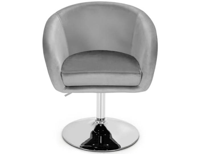 Barhocker, drehbar, 72 bis 86 cm, bequem und ergonomisch, modern, aus Samt, Grau, 20_0019405