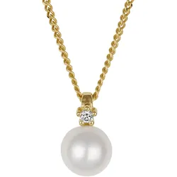Orolino Halskette 585 Gold mit Brillant 0,03ct. + Perle weiß 6,5-7mm