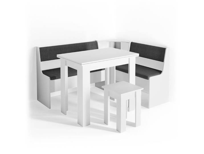Groupe de banquettes d'angle Roman 150x120cm avec table Blanc Vicco 30773