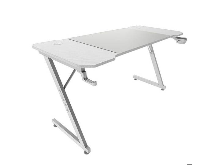 Bureau gamer - Mars Gaming - MGD-X140 - 140x60 cm - Blanc - Système de câbles intégré