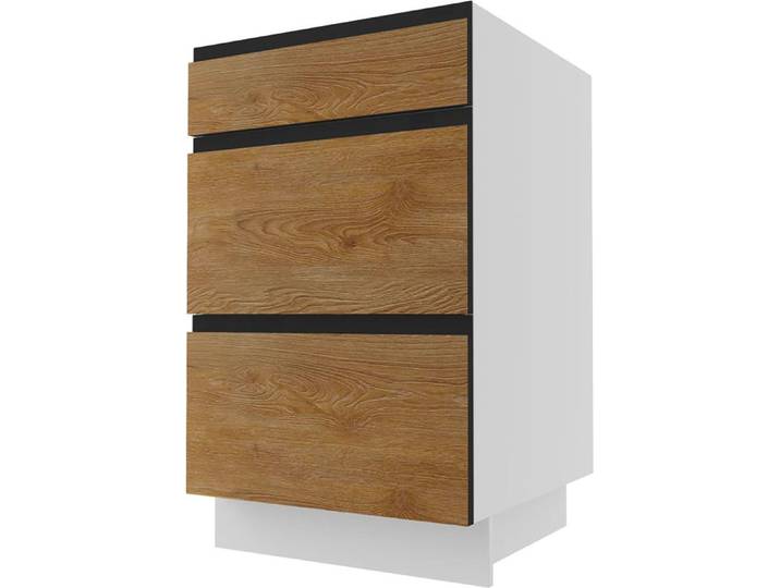 Schubladenunterschrank TREVISO 50x82cm REJS weiß Pembroke schwarz TR-D3R/50