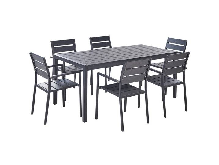 GARTENMÖBEL SET 6-Sitzer Aluminium schwarz Vernio