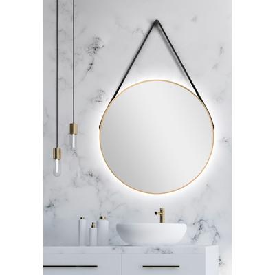 LED-Lichtspiegel TALOS, gold (gold matt), Ø:80cm, Spiegel, rund, mit indirekter LED Beleuchtung, matt Ø 80 cm