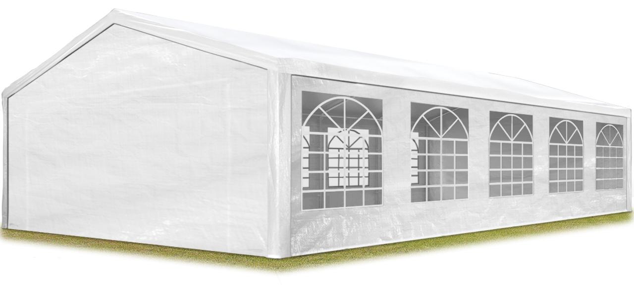 TOOLPORT Partyzelt Pavillon 5x10 m in weiß PE Plane 350 N Wasserdicht UV Schutz Festzelt Gartenzelt