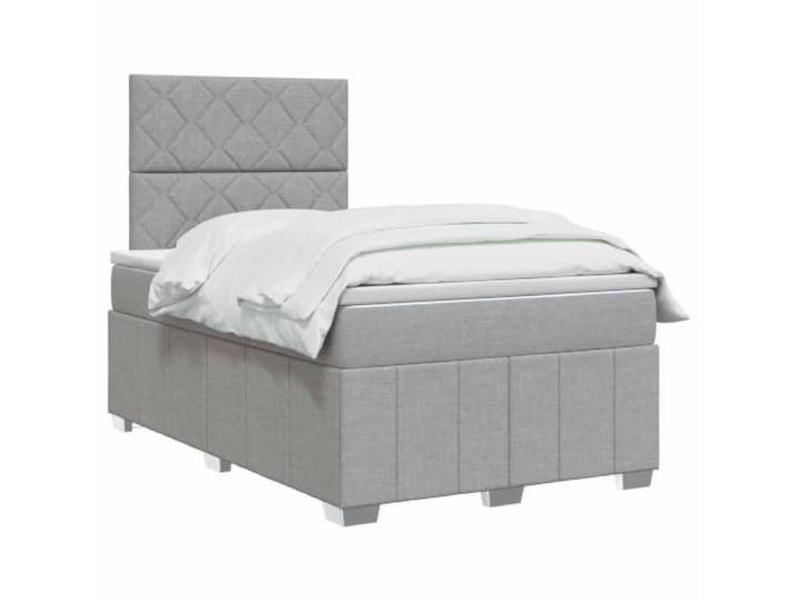 vidaXL LED Boxspringbett mit Matratze Hellgrau 120 x 190 cm Stoff Coole Beleuchtung für modernen Stil, Höhe anpassen für deinen Komfort, Verbesserung des Schlafs mit Bewegungsisolierung