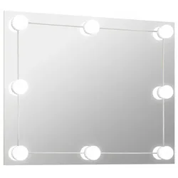 vidaXL Wandspiegel ohne Rahmen mit LED-Beleuchtung Rechteckig Glas