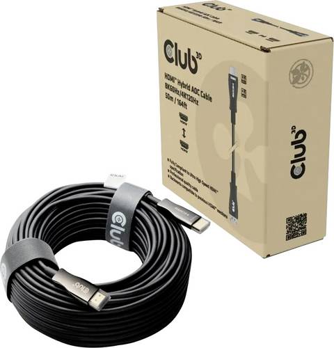 Club3D CAC-1393 HDMI Verlängerungskabel [1x HDMI-Stecker - 1x HDMI-Stecker] Schwarz AOC (Aktives optisches Kabel) 50m