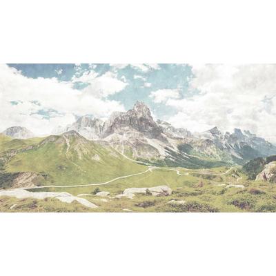 Fototapete LIVING WALLS "Walls by Patel Dolomiti 2", blau (natur), B:5m L:2,7m, Vlies, Tapeten, Vlies, Wand, Schräge