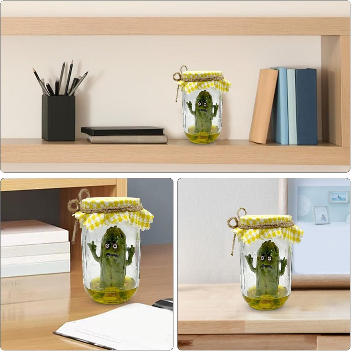 Handgemaakt Augurk Pot Beeldje Ornament voor Bureau Decoratie, Meerkleurig, Hoogte: 13,5 cm