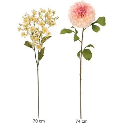 Kunstblume I.GE.A. "Stielblumen-Sortiment Dahlie Blütenzweig", rosa (hellrosa), B:25cm H:74cm L:14cm, Polyester, Kunstpflanzen, Zweig Seidenblume Einzelblume Herbstliche Künstliche Blumen Dekoblumen