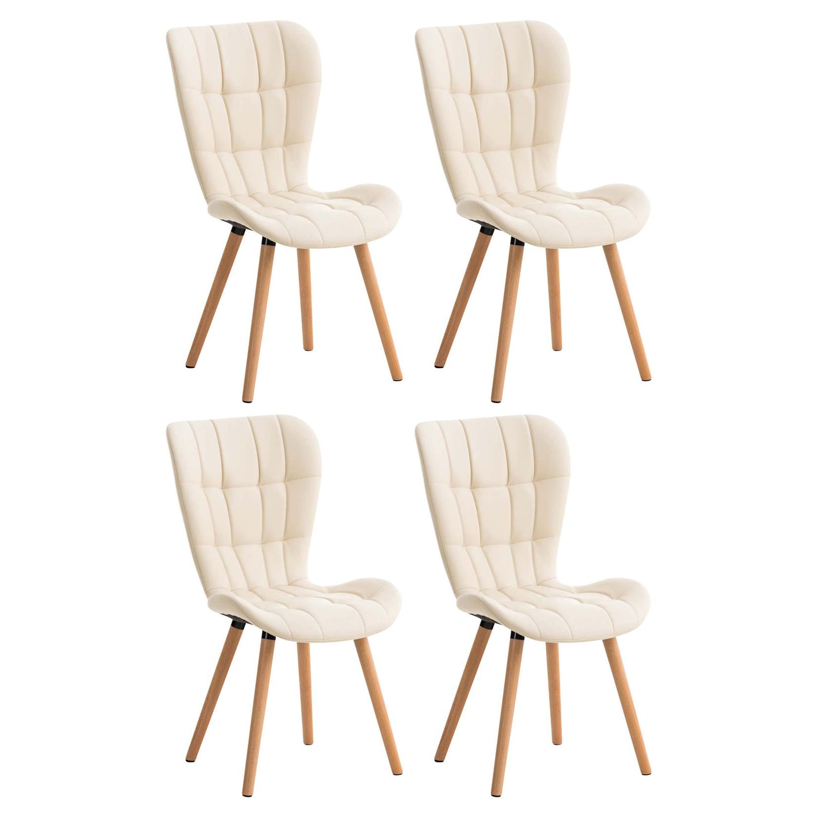 CLP 4er Set Esszimmerstuhl Elda Kunstleder - Farbe: creme